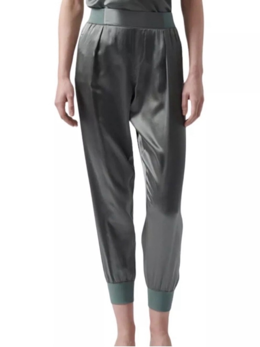 ATM Anthony Thomas Melillo Silk Jogger Pants Size M In Olive Drab